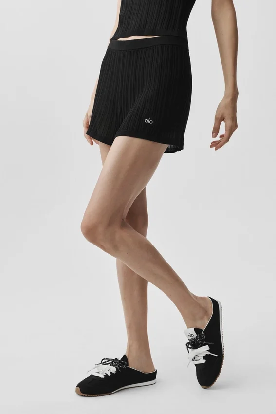 High-Waist-trui met korte broek – Zwart