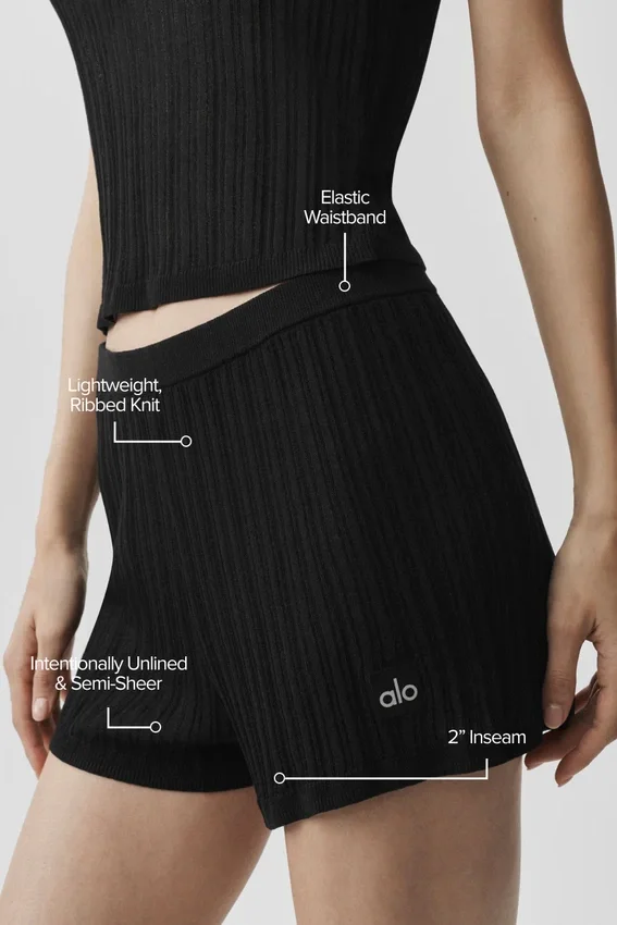 High-Waist-trui met korte broek – Zwart