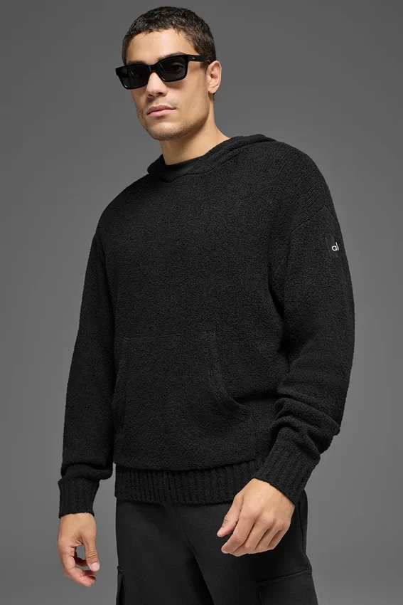 Hoodie met gestructureerd breiwerk - Black