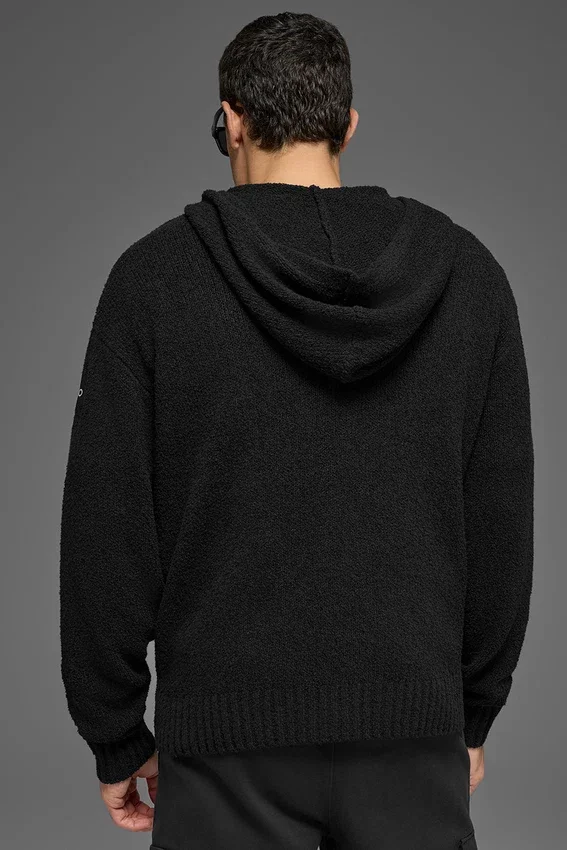 Hoodie met gestructureerd breiwerk - Black