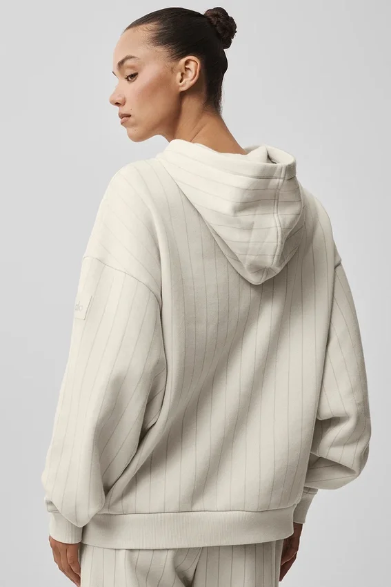 Hoodie met krijtstreep - Beige krijtstreep