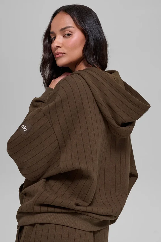 Hoodie met krijtstreep - Espresso-krijtstreep