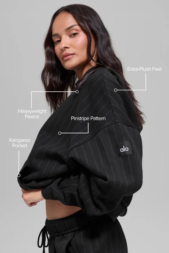 Hoodie met krijtstreep - Zwart met krijtstreep