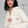Hoodie met volledige rits in kasjmier-pluche en wafelstructuur - Ivory