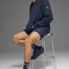 Hoodie van gebreide stof met textuur - Navy