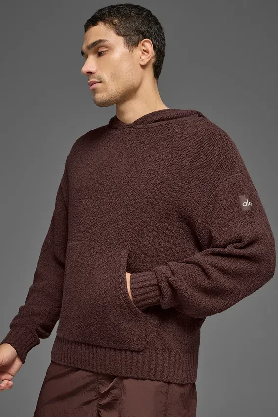 Hoodie van gestructureerd breiwerk - Brownstone