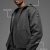Hoodie van katoenen canvas met doorlopende rits - Anthracite