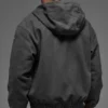 Hoodie van katoenen canvas met doorlopende rits - Anthracite