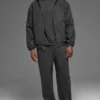 Hoodie van katoenen canvas met doorlopende rits - Anthracite
