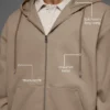 Hoodie van katoenen canvas met doorlopende rits - Gravel