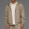 Hoodie van katoenen canvas met doorlopende rits - Gravel