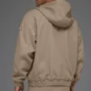 Hoodie van katoenen canvas met doorlopende rits - Gravel