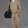 Hoodie van katoenen canvas met doorlopende rits - Gravel