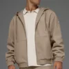 Hoodie van katoenen canvas met doorlopende rits - Gravel