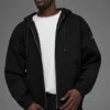 Hoodie van katoenen canvas met volledige ritssluiting - Zwart