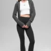 Hoodie van wol en kasjmier met ribbelpatroon en volledige ritssluiting – Platinum Grey