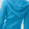 Hoodie van wol en kasjmier met ribdetail en volledige ritssluiting – Noble – Azuurblauw