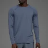 Idol T-shirt met ronde hals en lange mouwen - Bluestone