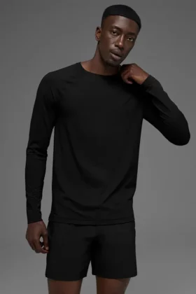 Idol T-shirt met ronde hals en lange mouwen - Zwart