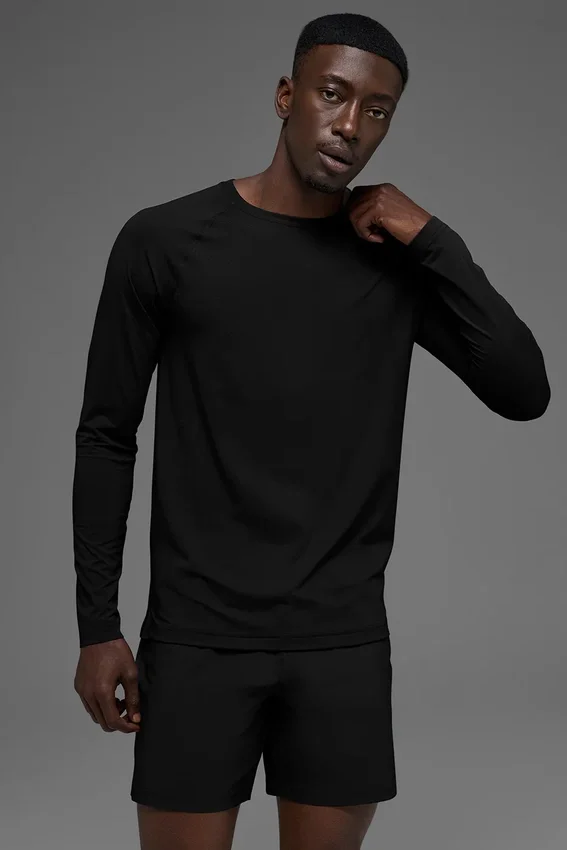 Idol T-shirt met ronde hals en lange mouwen - Zwart