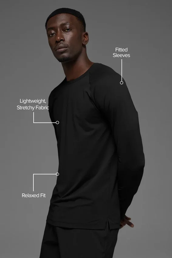 Idol T-shirt met ronde hals en lange mouwen - Zwart
