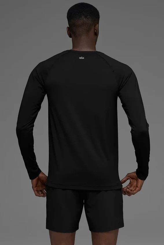 Idol T-shirt met ronde hals en lange mouwen - Zwart