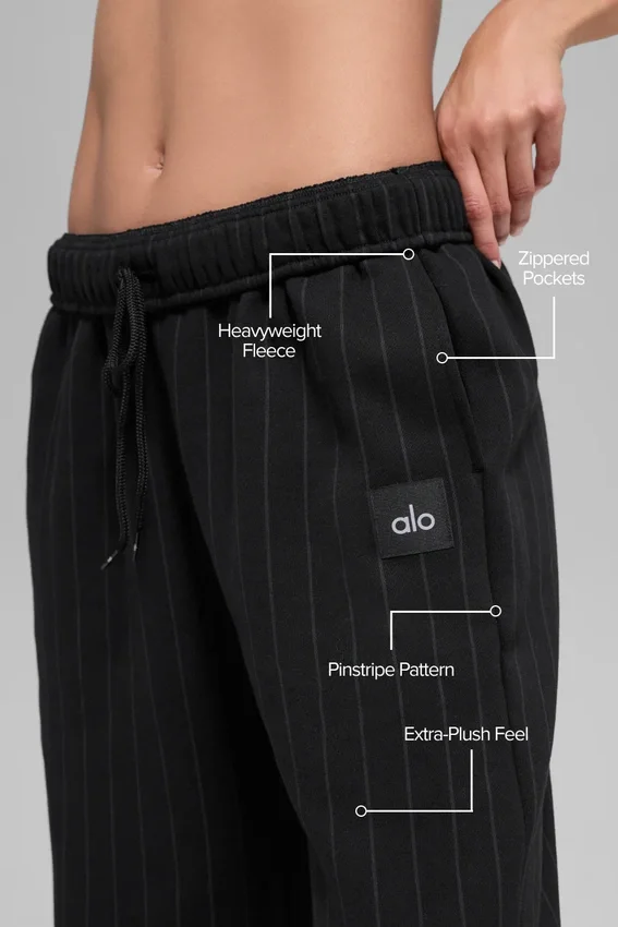 Joggingbroek met rechte pijpen en krijtstreep - Black Pinstripe