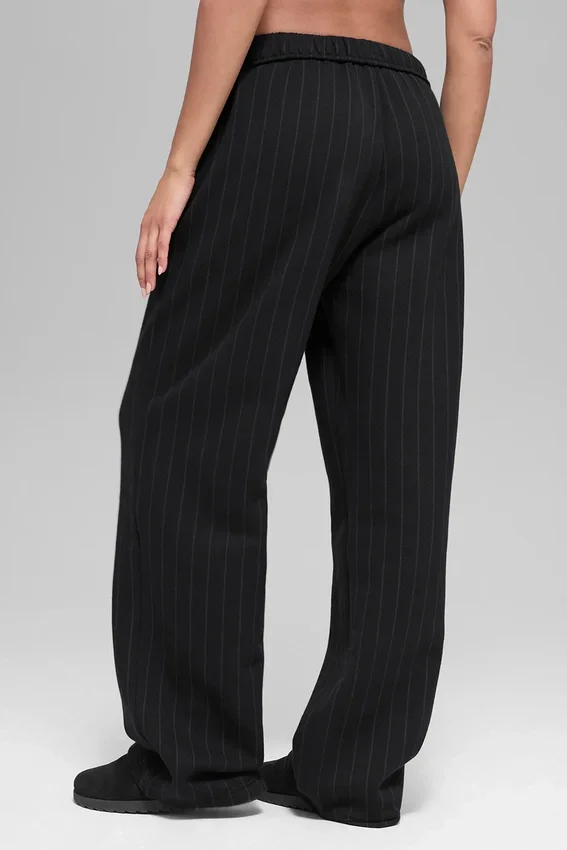 Joggingbroek met rechte pijpen en krijtstreep - Black Pinstripe
