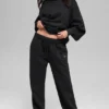Joggingbroek met rechte pijpen en krijtstreep - Black Pinstripe