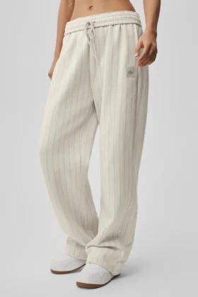 Joggingbroek met rechte pijpen en krijtstreep - Bone Pinstripe
