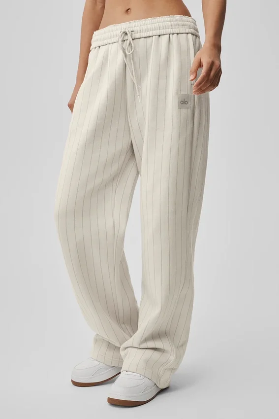 Joggingbroek met rechte pijpen en krijtstreep - Bone Pinstripe