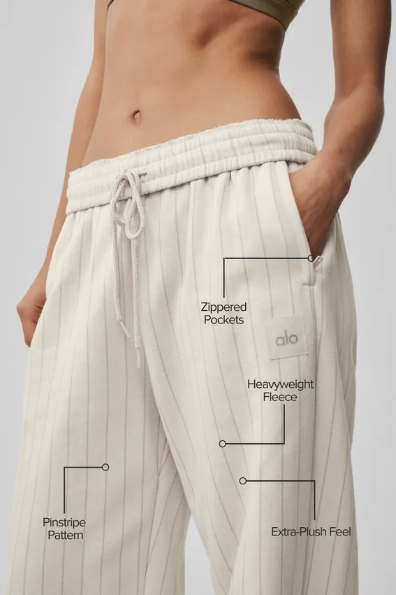 Joggingbroek met rechte pijpen en krijtstreep - Bone Pinstripe