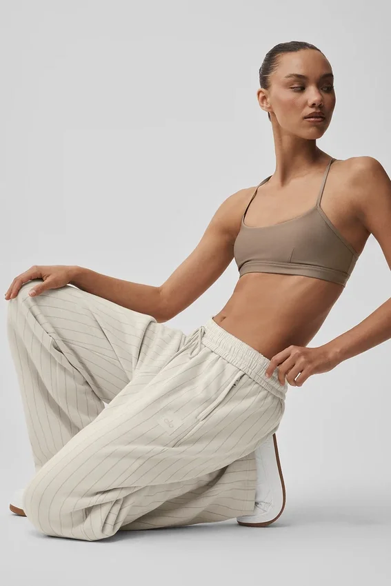 Joggingbroek met rechte pijpen en krijtstreep - Bone Pinstripe