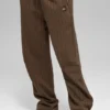Joggingbroek met rechte pijpen en krijtstreep - Espresso Pinstripe