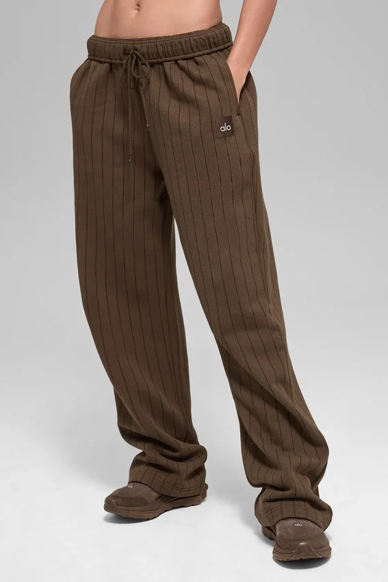 Joggingbroek met rechte pijpen en krijtstreep - Espresso Pinstripe