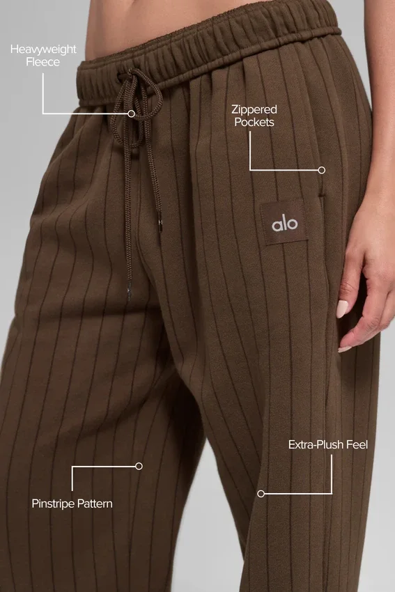 Joggingbroek met rechte pijpen en krijtstreep - Espresso Pinstripe