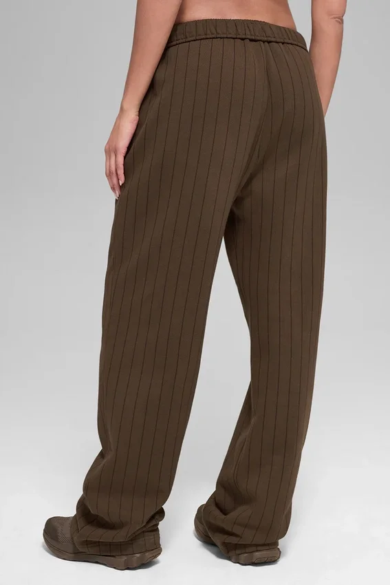 Joggingbroek met rechte pijpen en krijtstreep - Espresso Pinstripe