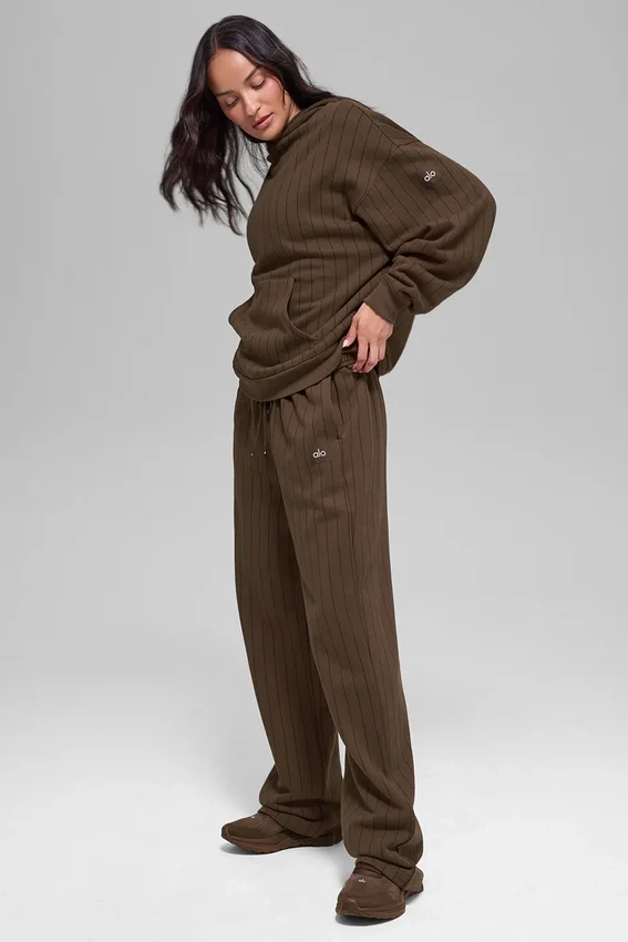 Joggingbroek met rechte pijpen en krijtstreep - Espresso Pinstripe