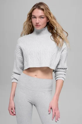 Kabelgebreide, cropped Winter Bliss-coltrui met lange mouwen - Athletic Heat