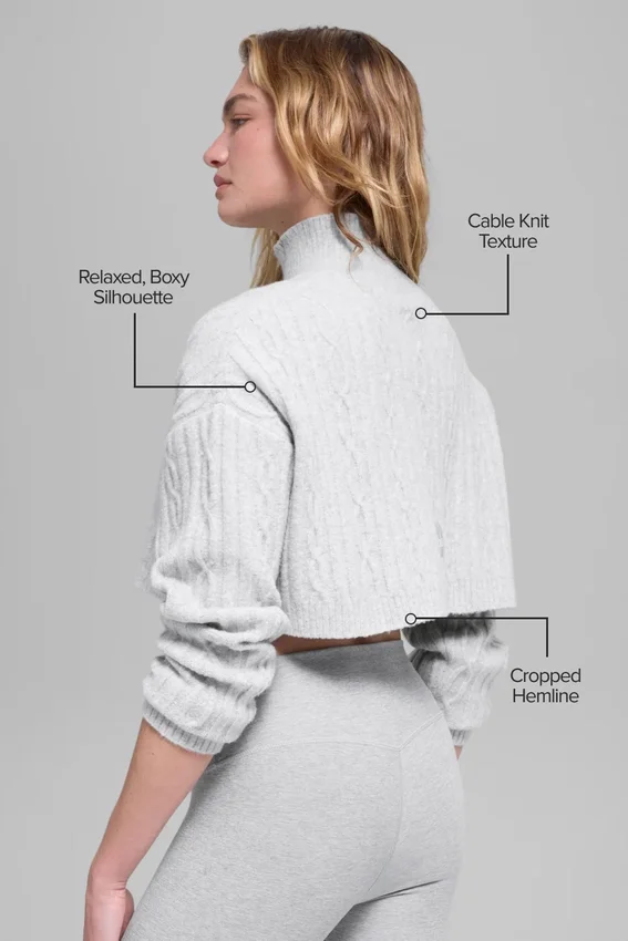 Kabelgebreide, cropped Winter Bliss-coltrui met lange mouwen - Athletic Heat