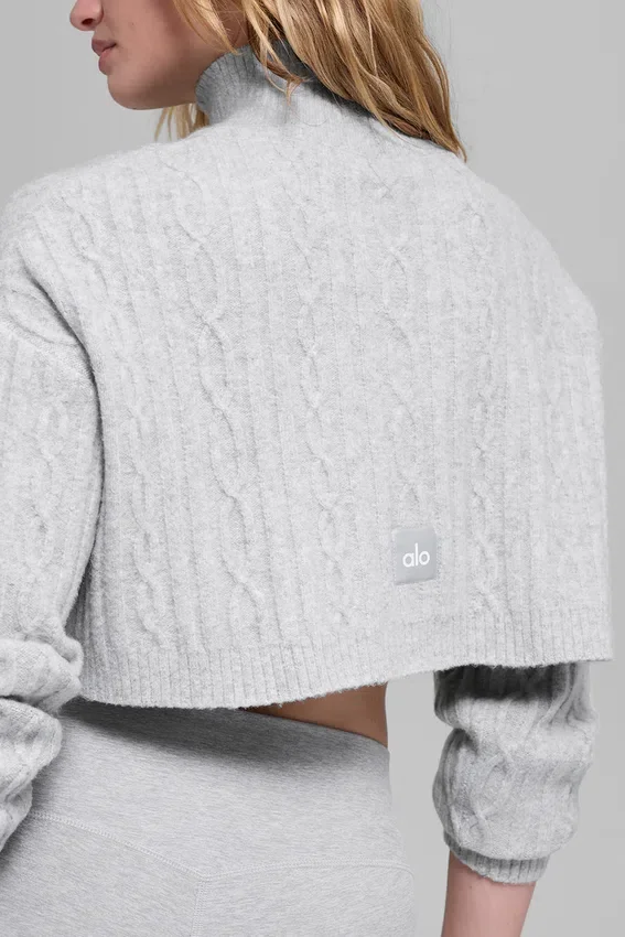 Kabelgebreide, cropped Winter Bliss-coltrui met lange mouwen - Athletic Heat