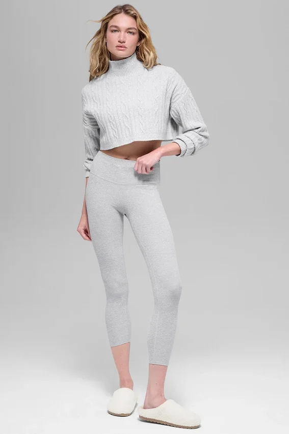 Kabelgebreide, cropped Winter Bliss-coltrui met lange mouwen - Athletic Heat