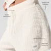 Kashmir High-Waist-korte broek met zachte wafelstof - ivoor