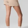 Kashmir High-Waist-korte broek met zachte wafelstof - Macadamia Blush