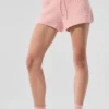 Kashmir-korte broek met High-Waist en zachte wafelstof - Pink Quartz