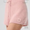 Kashmir-korte broek met High-Waist en zachte wafelstof - Pink Quartz