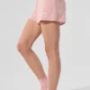 Kashmir-korte broek met High-Waist en zachte wafelstof - Pink Quartz