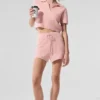 Kashmir-korte broek met High-Waist en zachte wafelstof - Pink Quartz