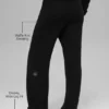 Kasjmier High-Waist broek met zachte wafelbreistructuur - Zwart