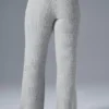 Kasjmier High-Waist broek met zachte wafelstof - Athletic Heather Grey